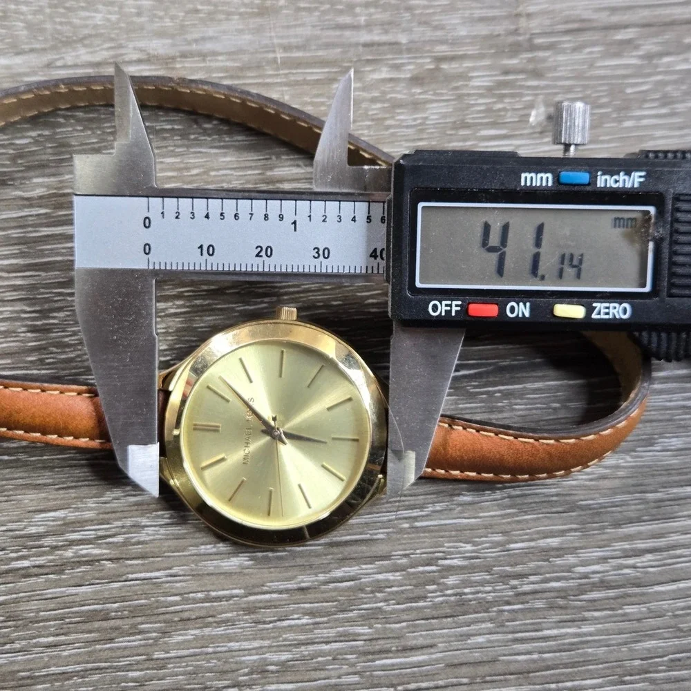 Michael Kors MK-2256 Gold Tone Brown Leather Strap Women Watch Wrap Tested